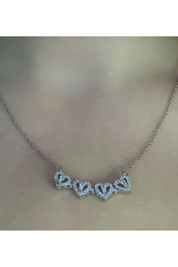 Açılabilir Yonca Model Kalp  Çelik Kolye - 1