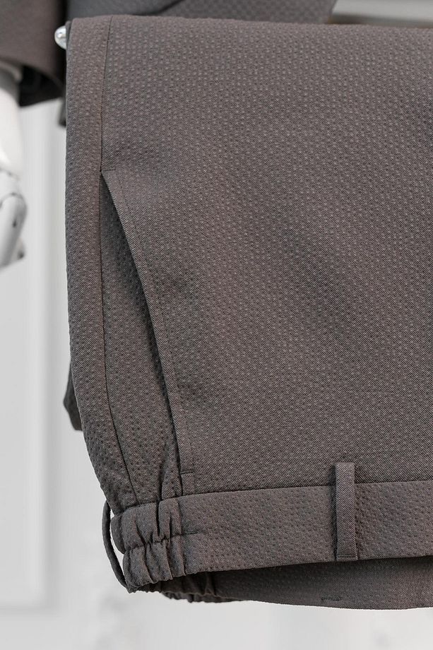 Luigi Diberti Gofre Kumaş Mono Yaka Torba Cepli Çift Yırtmaçlı Slimfit Jogger Takım Elbise - 6