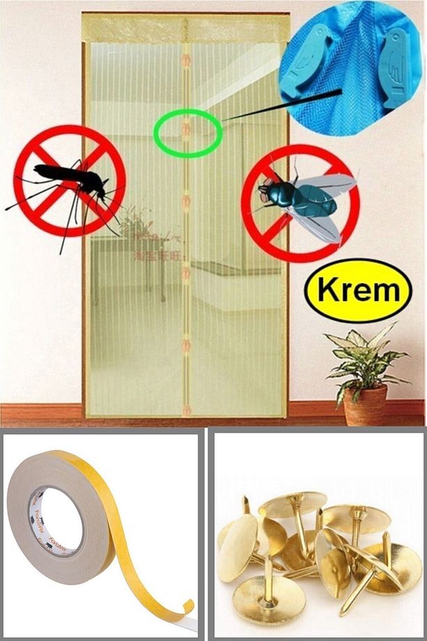 Mıknatıslı Kapı Sinekliği Sineklik Mıklatıslı Kapı Tülü Sineklik Perde 90*210 5 Mt Çift Taraflı Bant - 1