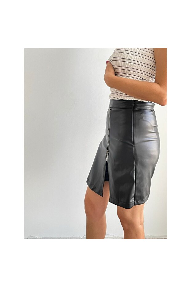 Deri şort etek - 3