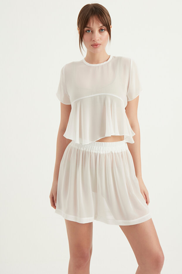 Beli Lastikli Şifon Şort - 3