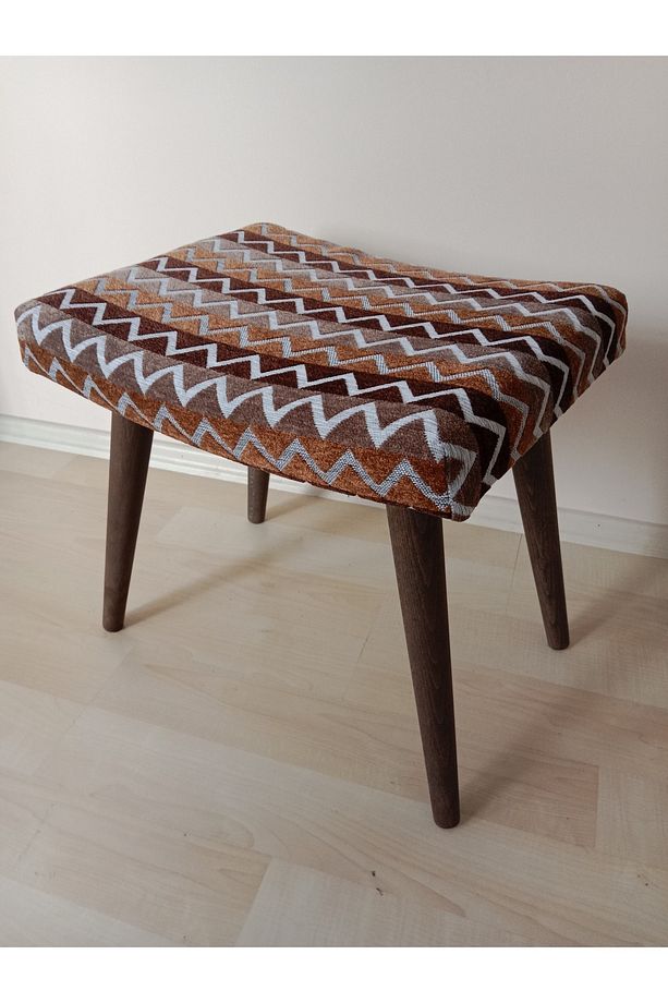Kahve kavisli puf Bench, puf sandalye, oturak, tabure, makyaj masası sandalyesi, dresuar pufu - 2