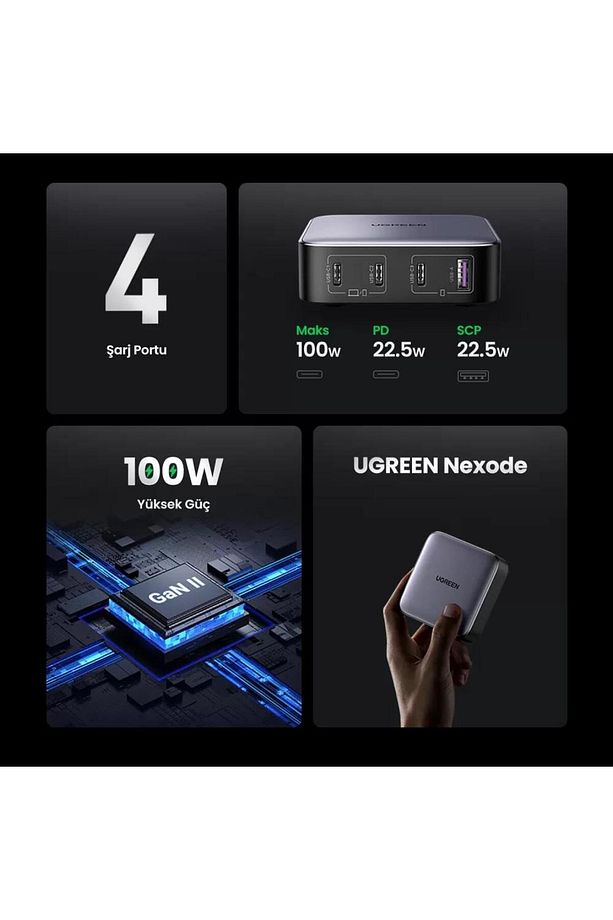 Nexode 100w Usb Type-c Qc 4.0 Pd 3.0 Ganx 4 Portlu Hızlı Şarj Cihazı - 2