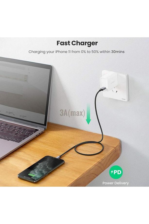 Örgülü Type-c To Lightning Iphone Hızlı Şarj Kablosu Siyah 2 Metre - 8