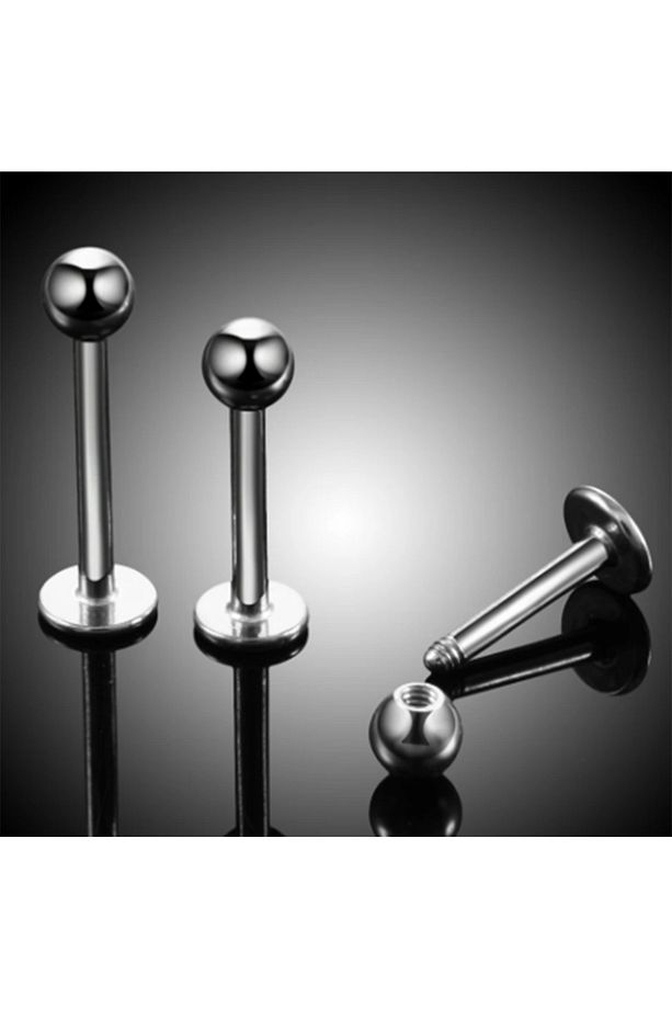 G23 Titanyum Siyah 2 Adet Set 8mm Top Uçlu Labret Piercing - 2