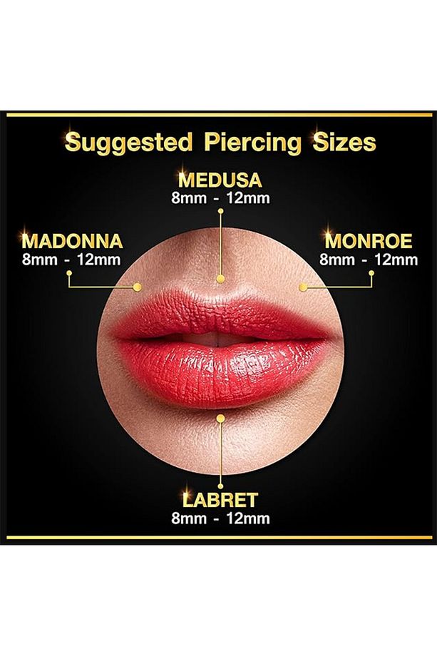 G23 Titanyum Siyah 2 Adet Set 8mm Top Uçlu Labret Piercing - 7
