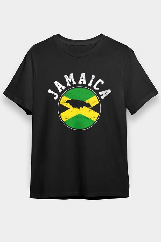 Jamaica Black Unisex Sleeveless T-Shirt Cut Out Sleeve T-Shirt