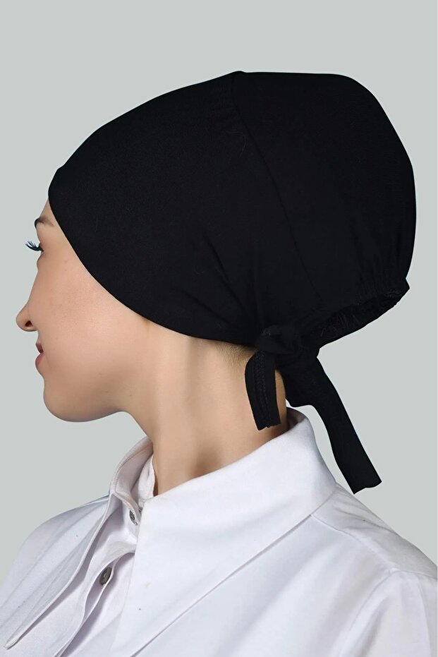 Black Plain Combed Bonnet - 2