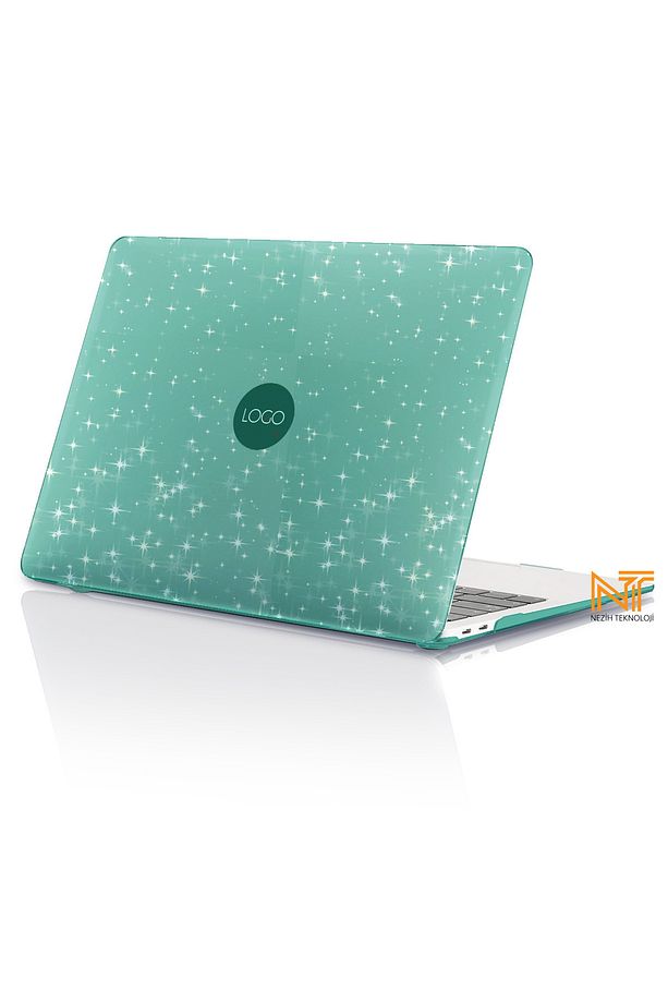 Macbook 13.6 M2 A2681 Uyumlu M3 A3113 / M4 A3240 Uyumlu Simli Tasarım 360 Derece Tam Korumalı Kapak - 1