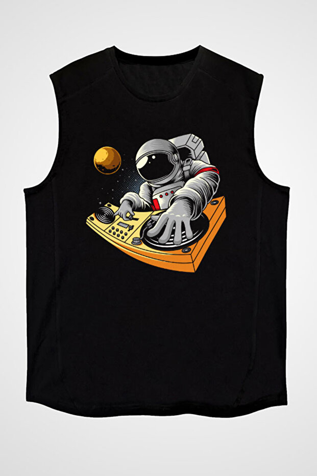 Dj Astronaut Black Unisex Sleeveless T-Shirt Cut Sleeve T-Shirt