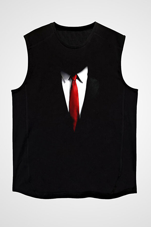 Suit Black Unisex Sleeveless T-Shirt Cut Sleeve T-Shirt