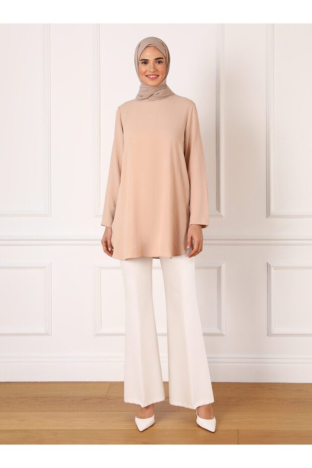 Aerobin Side Slit Tunic - Light Beige - Refka - 2