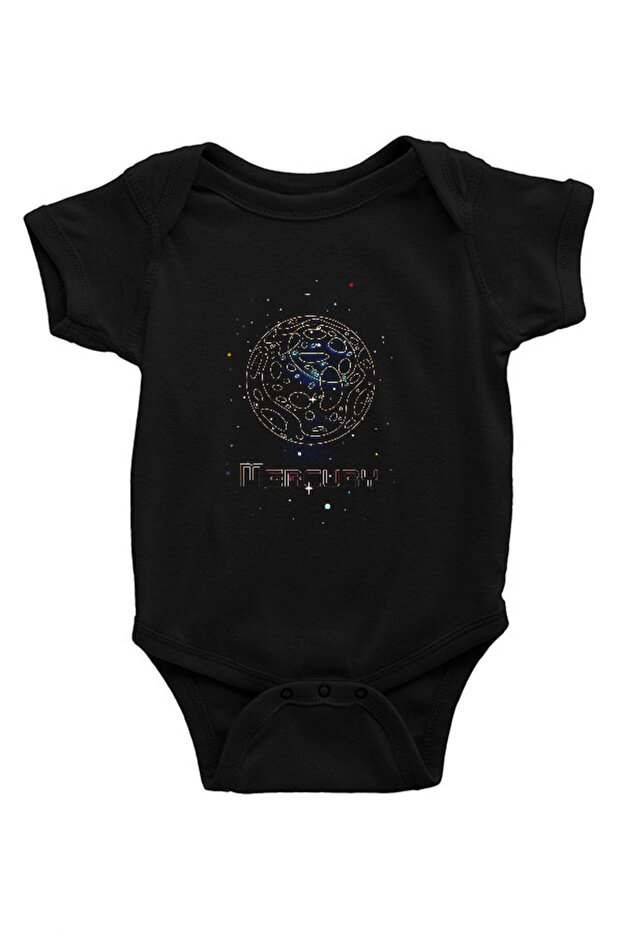 Mercury Drawing Black Unisex Baby Bodysuit - Zıbın