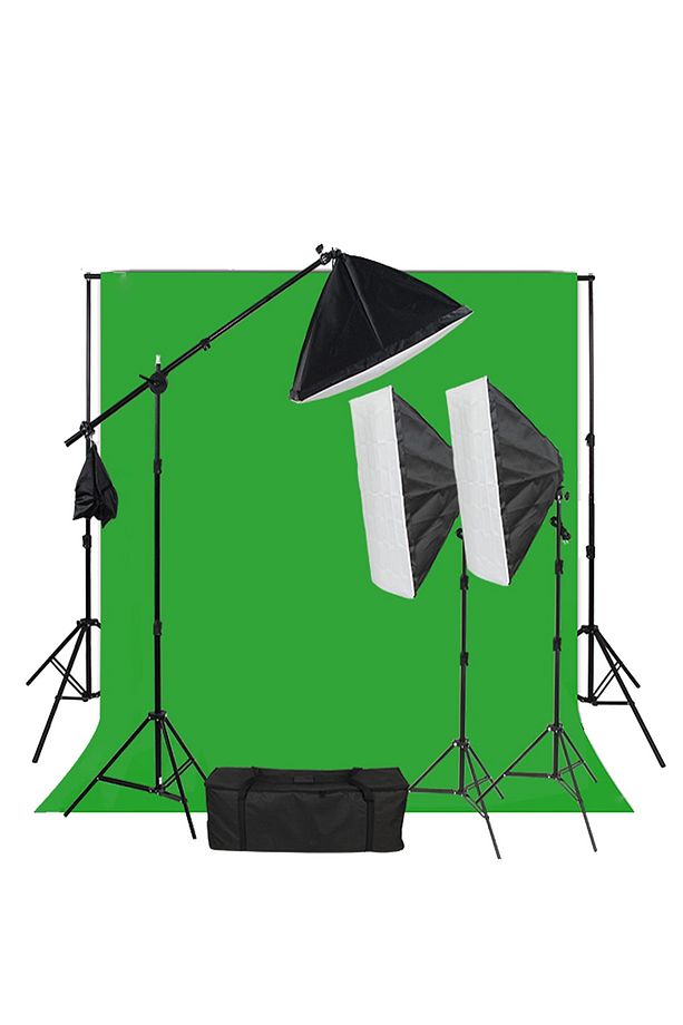 Full Set (yeşil Fon+stand+softbox Set) - 1