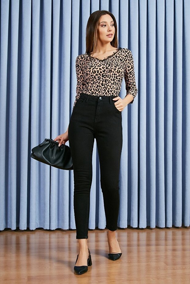 Black Nataliya High Waist Pants Super Skinny Jeans