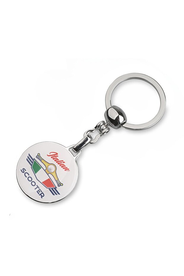 Italian Scooter Drop Label Keychain