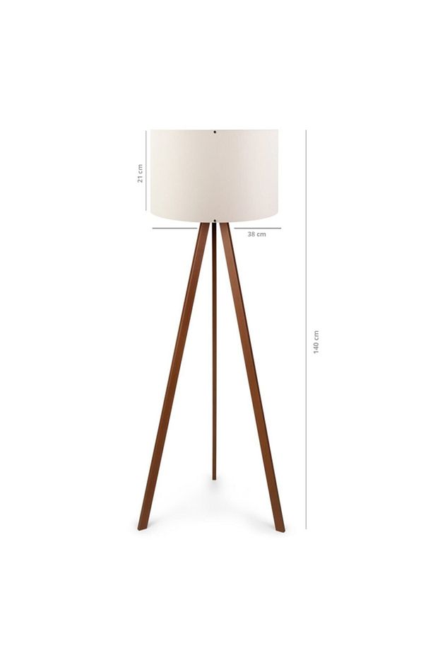 A&g Ahşap Tripod Lambader Kumaş Başlık Köşe Lambası - 2