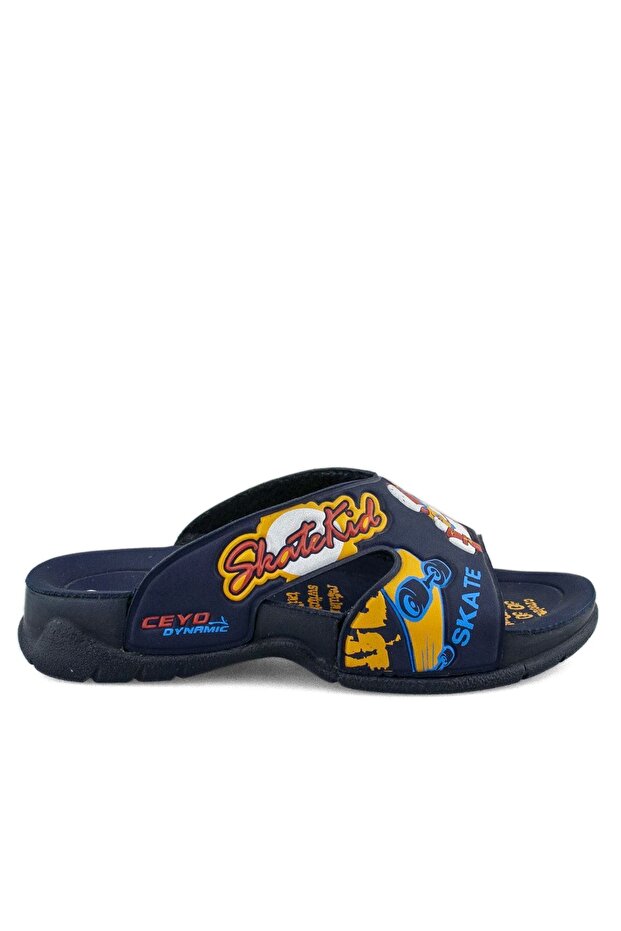 Navy Blue E Boy's Slippers - 1