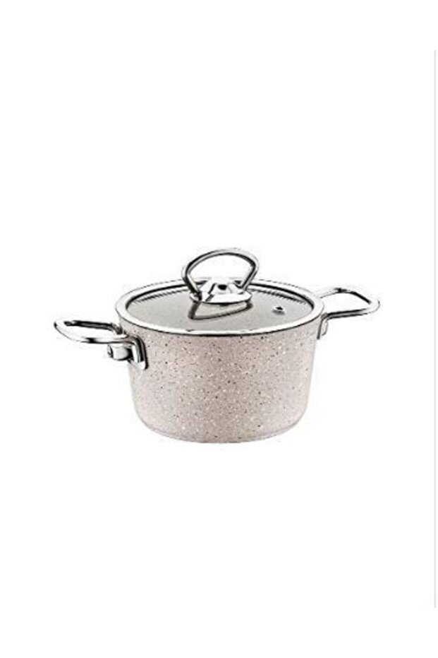 Oms Granite Gray 16 X 8 Cm Casserole Pot with Glass Lid