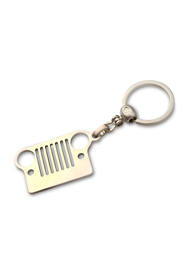 Jeep Logo Metal Car Keychain - Chrome Plated