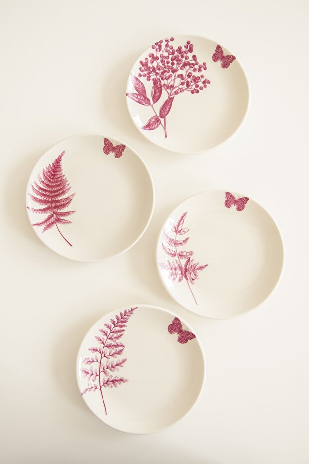 Pink Butterfly 4 Piece Cake Plate