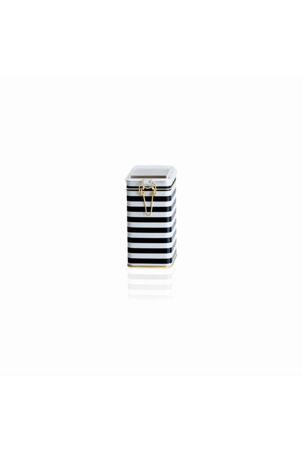 Ef043-g9 Line Black Patterned Rectangular Metal Storage Container 8x10 Cm - 3