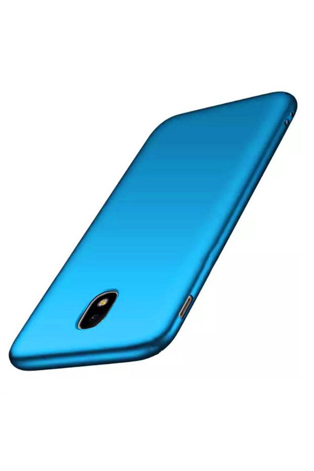 جراب سيليكون أزرق غير لامع متوافق مع هاتف Galaxy J5 Pro