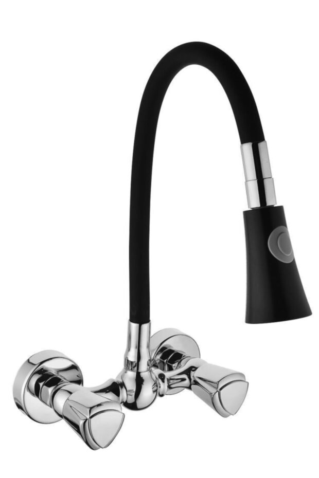 صنبور المطبخ المرن ذو الوظيفة السوداء المتوسطة - 1