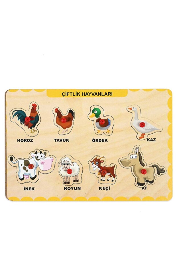 2 Adet Ahşap Tutmalı Puzzle Yapboz Puzzle Seti - 2