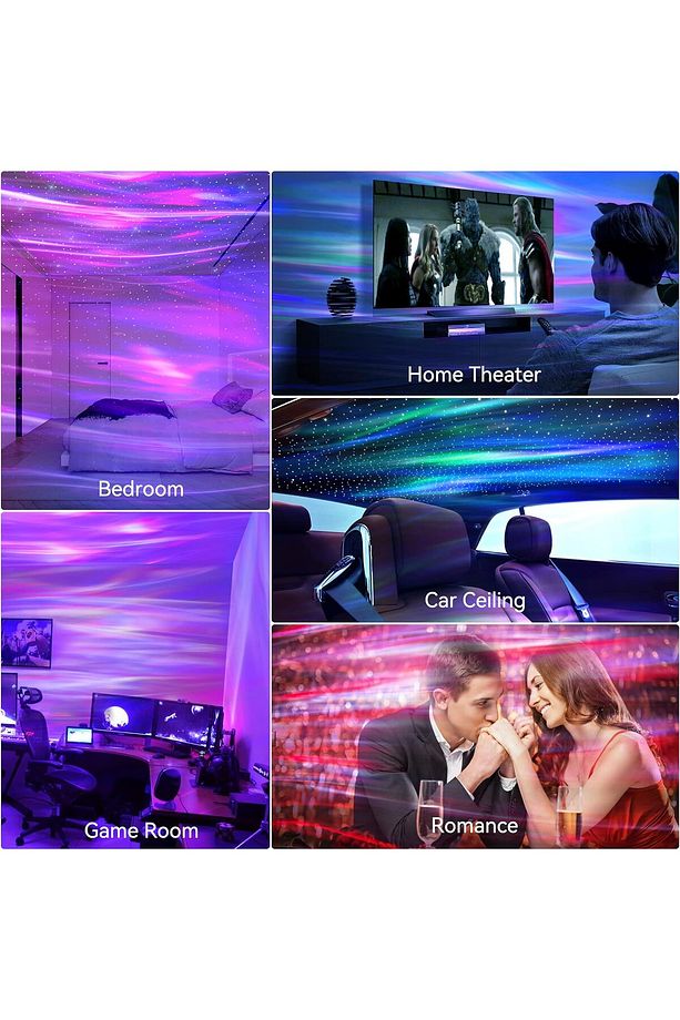Galaxy Projektör Işığı Uzaktan Kumandalı Gece Işığı ve Müzikli Bluetooth Hoparlör ile 360° - 7