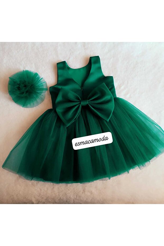 GREEN MODEL GIRL'S DRESS