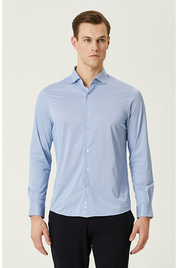 Mavi Çizgili Gömlek - 1