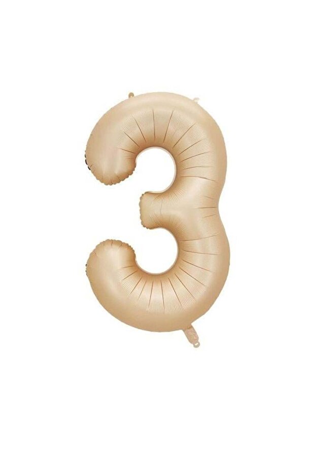 Retro Champagne Cream Number Foil Balloon 3 Years Old Balloon