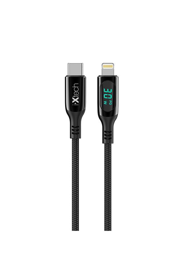 IX-UC019 PD 30W Type-C to Lightning Dijital Göstergeli Şarj ve Data Kablosu - 1
