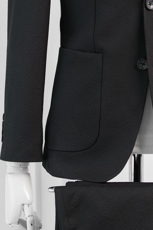 Luigi Diberti Gofre Kumaş Mono Yaka Torba Cepli Çift Yırtmaçlı Slimfit Jogger Takım Elbise - 7