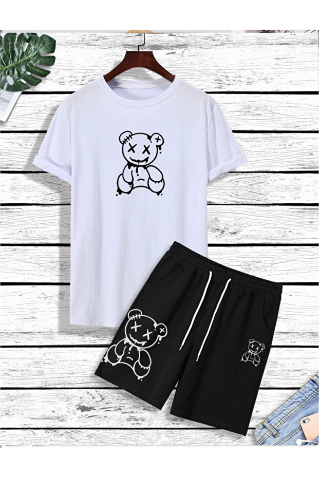 Unisex Bear Printed Top and Bottom Set