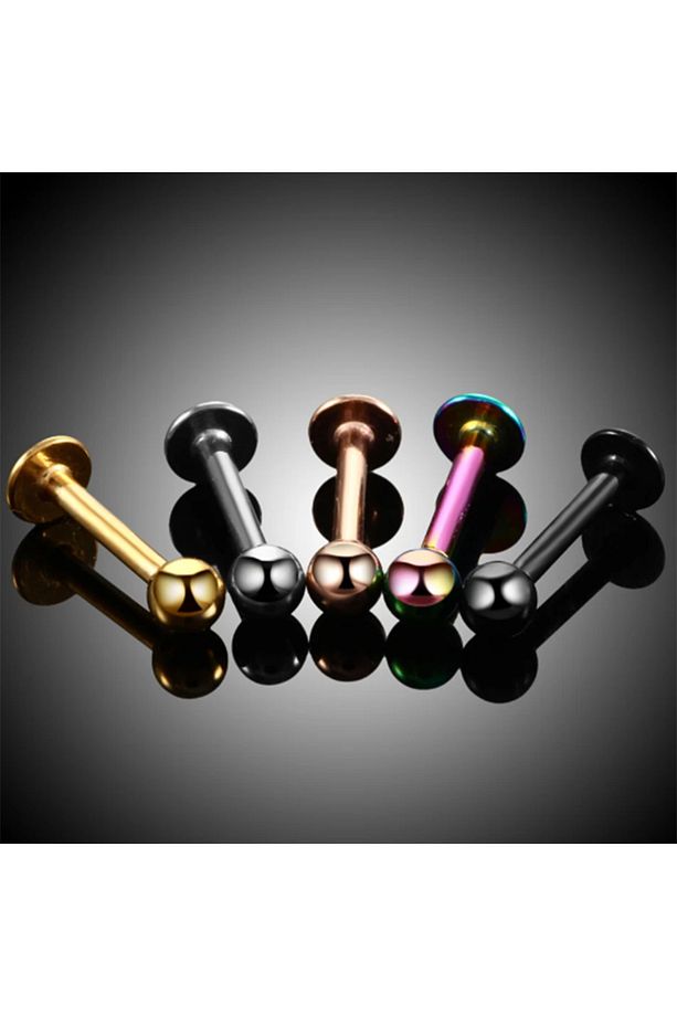 G23 Titanyum Siyah 2 Adet Set 8mm Top Uçlu Labret Piercing - 5