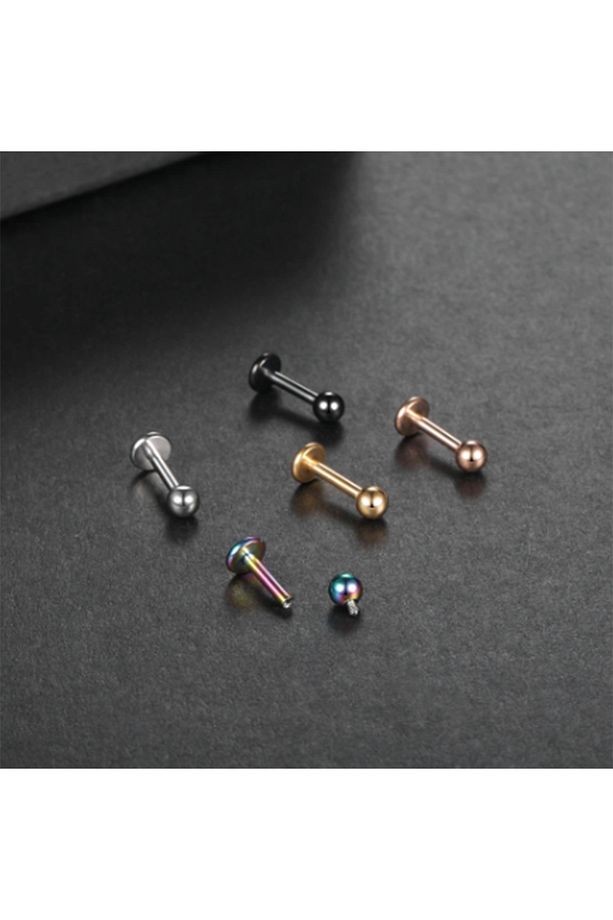 G23 Titanyum Siyah 2 Adet Set 8mm Top Uçlu Labret Piercing - 3