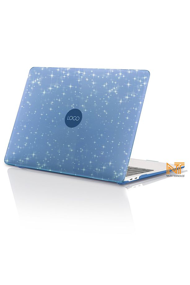 Macbook Air 13.6 M2 A2681 / M3 A3113 / M4 A3240 Uyumlu Simli Tasarım 360 Derece Tam Korumalı Kapak - 1