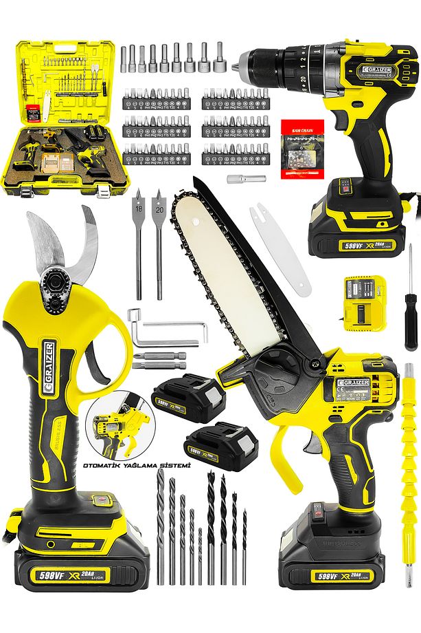 Alman 598 Vf 3 In 1 Yeni Nesil Karbon Motor 13 Mm Matkap Şarjli Ağac Dal Kesme Ve Budama Makinesi - 2