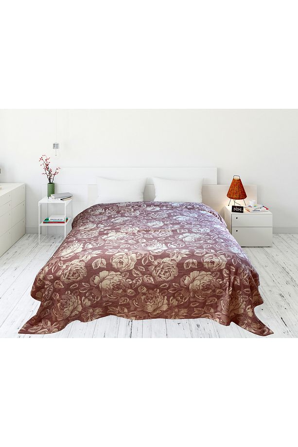 %100 PAMUK GÜL DESENLİ ÇİFT KİŞİLİK PİKE, YATAK ÖRTÜSÜ 220X240cm - 1