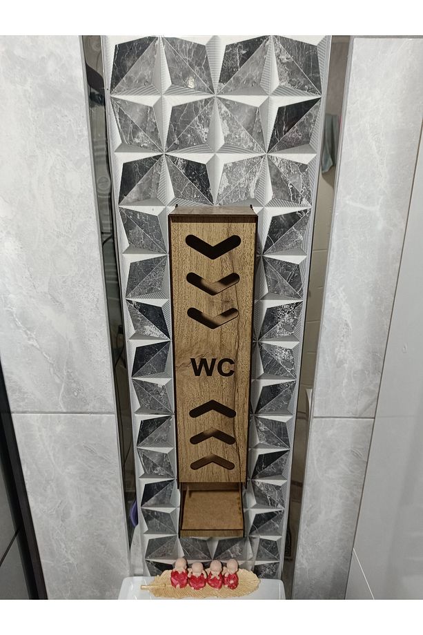 Tuvalet Kağıtlığı Wc Kağıtlık Yedekli Ahşap Kapaklı Tuvalet Kağıdı Standı Tutacağı Askısı - 3