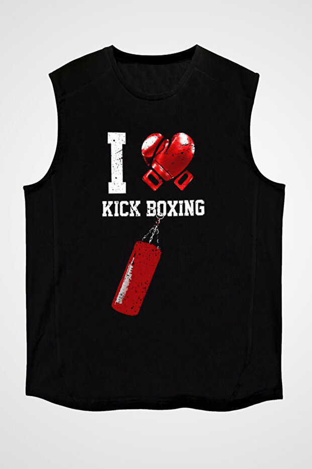 Kick Boxing Black Unisex Sleeveless T-Shirt Cut Sleeve T-Shirt