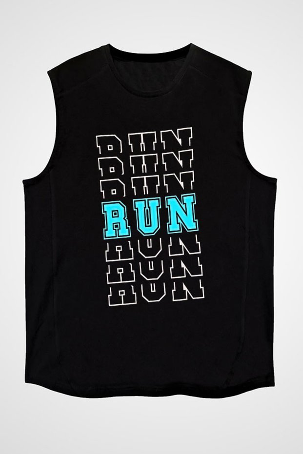 Running Black Unisex Sleeveless T-Shirt Cut Sleeve T-Shirt