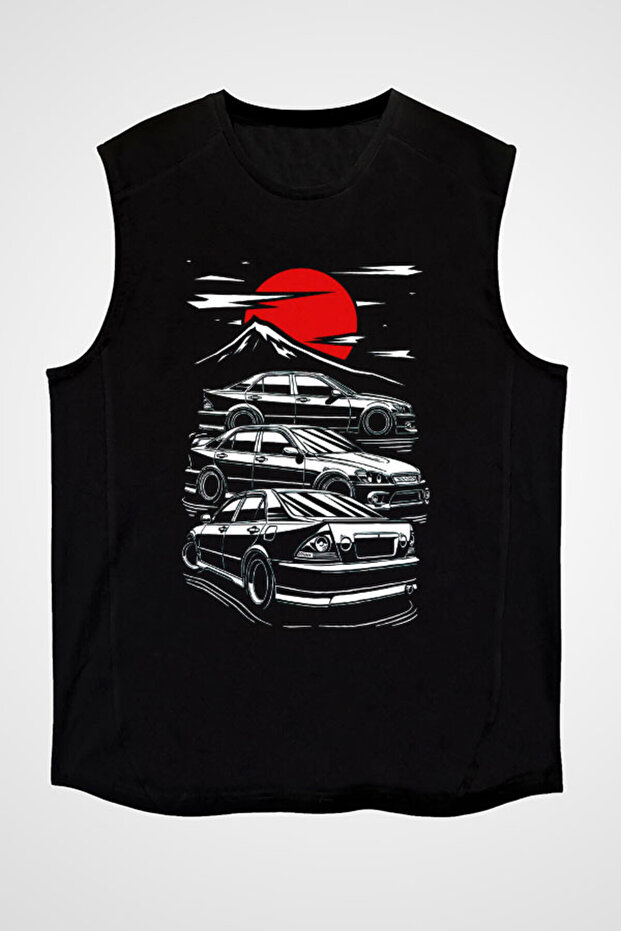 Tokyo Race Black Unisex Sleeveless T-Shirt Cut Sleeve T-Shirt