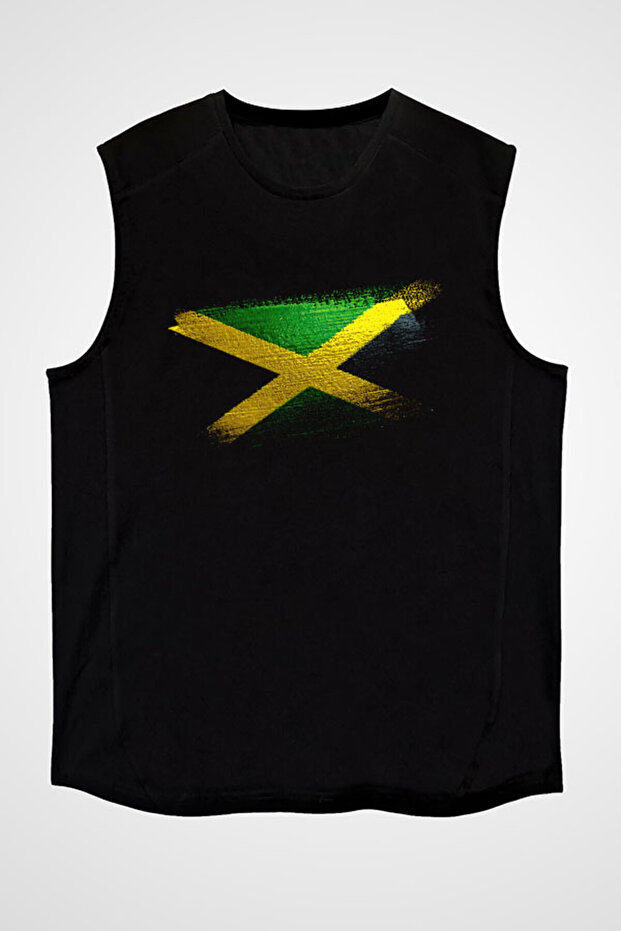 Jamaica - Jamaica Black Unisex Sleeveless T-Shirt Cut Sleeve T-Shirt