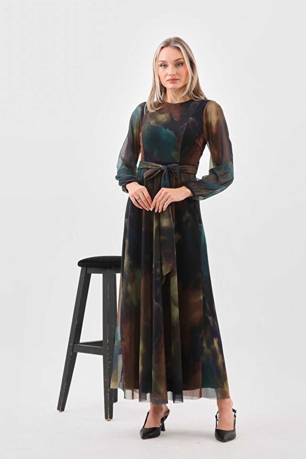 Φόρεμα Lycra Crew Neck Maxi - 1