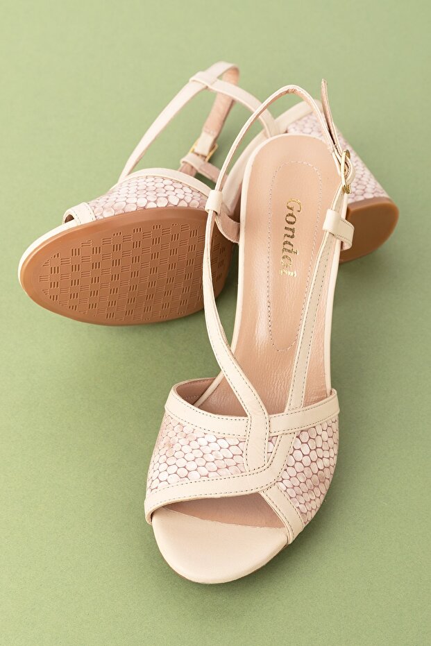 Women's Genuine Leather Stylish Heeled Shoes ast.6157