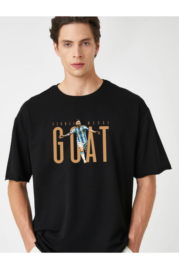 Men's Oversize T-Shirt Messi GOAT Design Short Sleeve T-Shirt Summer T-shirt