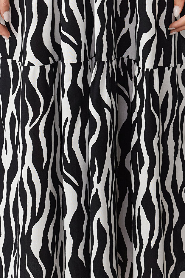 Siyah Animal Shift Shally Maxi Dokuma Elbise TWOSS24EL00872 - 7